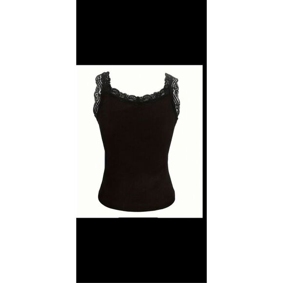 Black lace tank top with skull earrings to match. Size lg - Picture 3 of 10